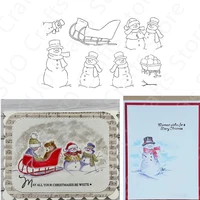 christmas snowman sled pattern stamps for diy art decoration making painting card scrapbooking no metal cutting dies new arrival