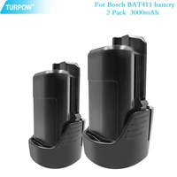 turpow 12v 3000mah for bosch bat411 battery lithium ion rechargeable battery bat411a bat412 bat412a bat413 bat413a