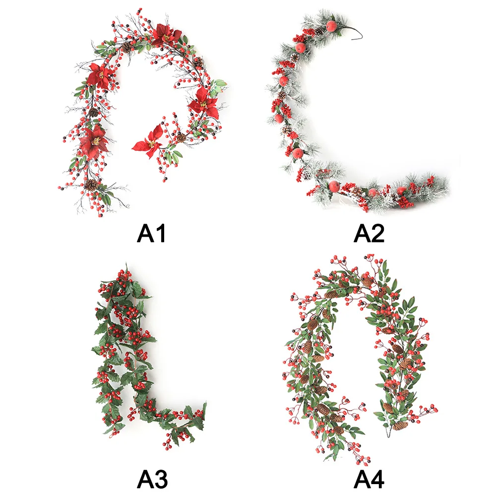 

Red Berry Garland Christmas Decoration 6ft Artificial Red Berry Wreath With Pine Cone And Green Leaves For Holiday Desk Decor