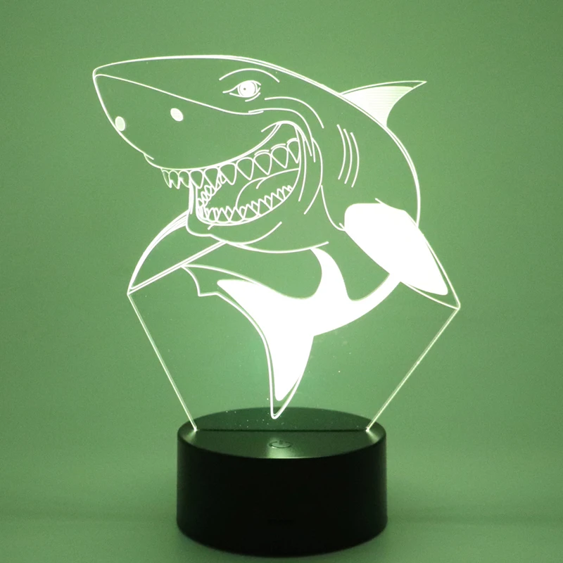 3D лампа в форме акулы настольная светильник 7 цветов Изменение сенсорный