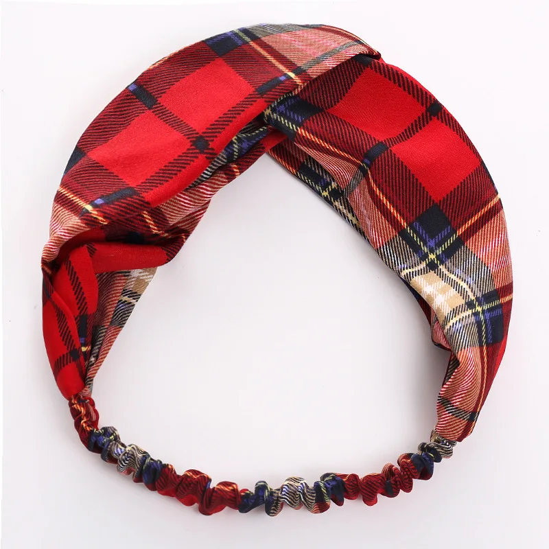 Повязка для волос женская цветной тюрбан в клетку аксессуары Цветочный