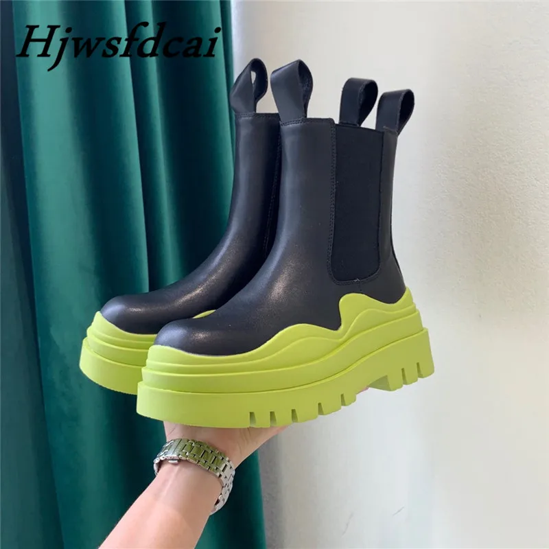 

Зимние Модные женские ботильоны Hjwsfdcai из натуральной кожи на толстой нескользящей подошве, удобные женские короткие ботинки с круглым носк...