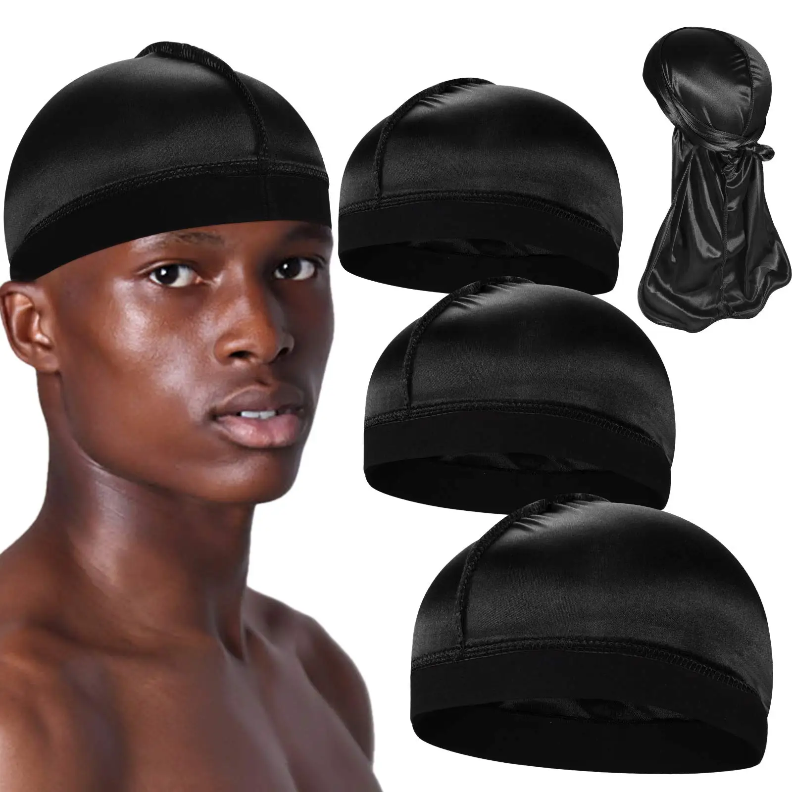 Однотонная волнистая шапочка s с Durag для мужчин головной убор мягкая эластичная