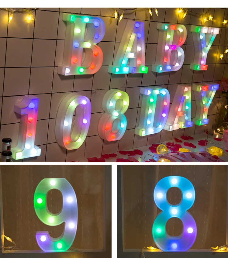 

22.5cm 1PC Luminous LED 26 Letter Lights Colorful English Lights for Christmas Day Wedding Wedding Romantic Decoration Lights