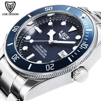 lige luxury watch men steel watches quartz watch fashion casual wristwatch 30 m waterproof luminous auto date relogio masculino