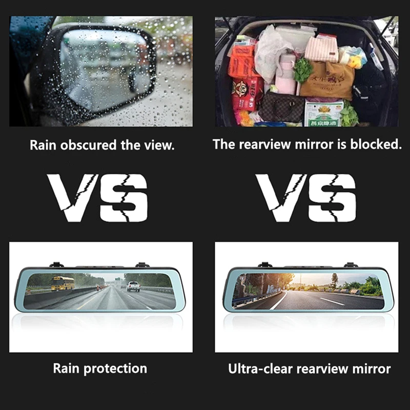 Odare Rear View Camera 10&quot dvr dash cam Car Registar IPS Touch Screen Full HD 1080P Video Recorder Night Vision car mirror | Автомобили