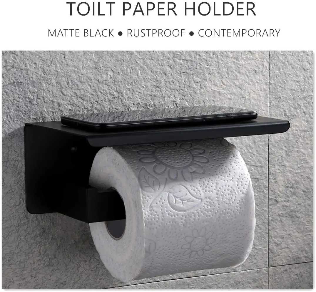 taicute fashion toilet paper holder with shelf stainless steel tissue paper roll hanger wall mount wc bathroom accessories free global shipping