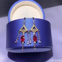 kjjeaxcmy fine jewelry 925 sterling silver inlaid natural gem ruby female new woman earrings eardrop support test hot selling