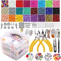 jewelry making kit glass seed beads supplies letter beads pearl beads jewelry plier accessories for earring bracelets necklaces