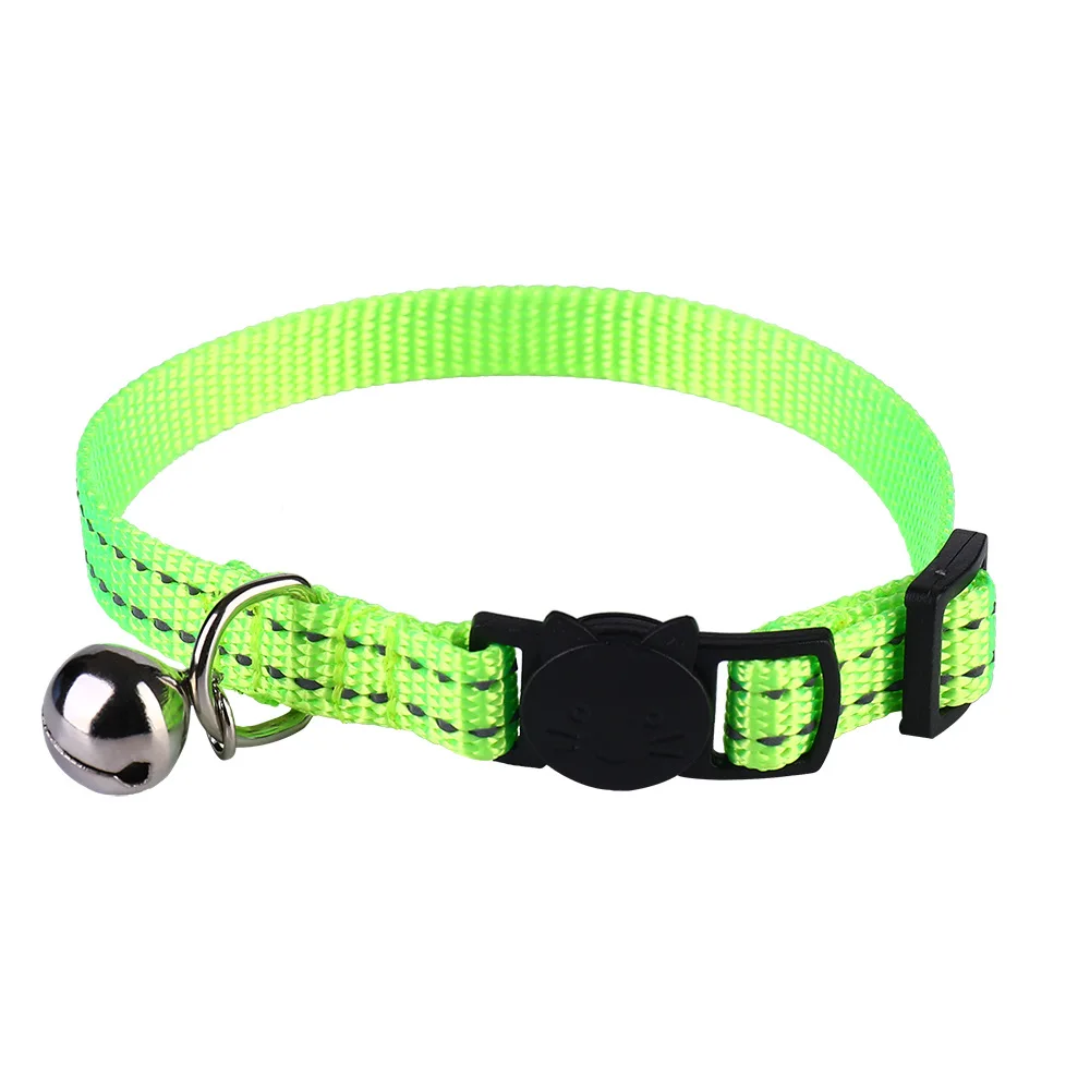 

Cat Bell Collar Adjustable Nylon Buckle Fashion Reflective Pet Collar Cat Head Pattern Accessories Supplies Kitten Collar