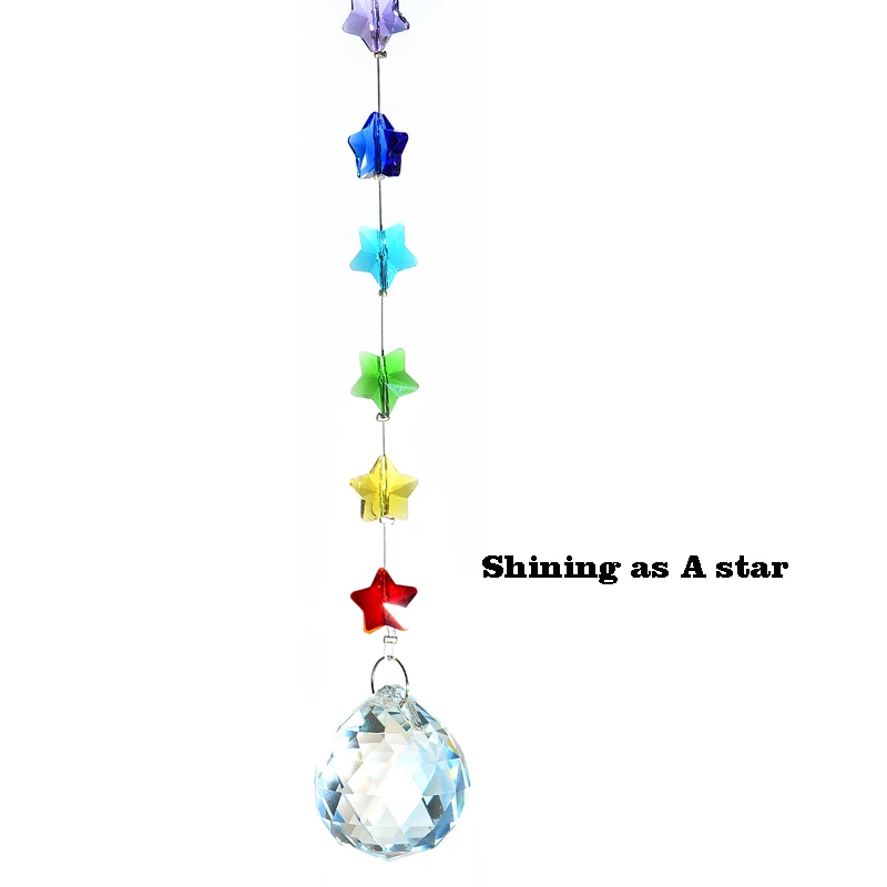 

KAINIA Sun Catcher Star Rainbow Maker Prisms Crystal Hanging Ornament Crystal Chandelier Wedding Gifts Home Garden 1pc Packed