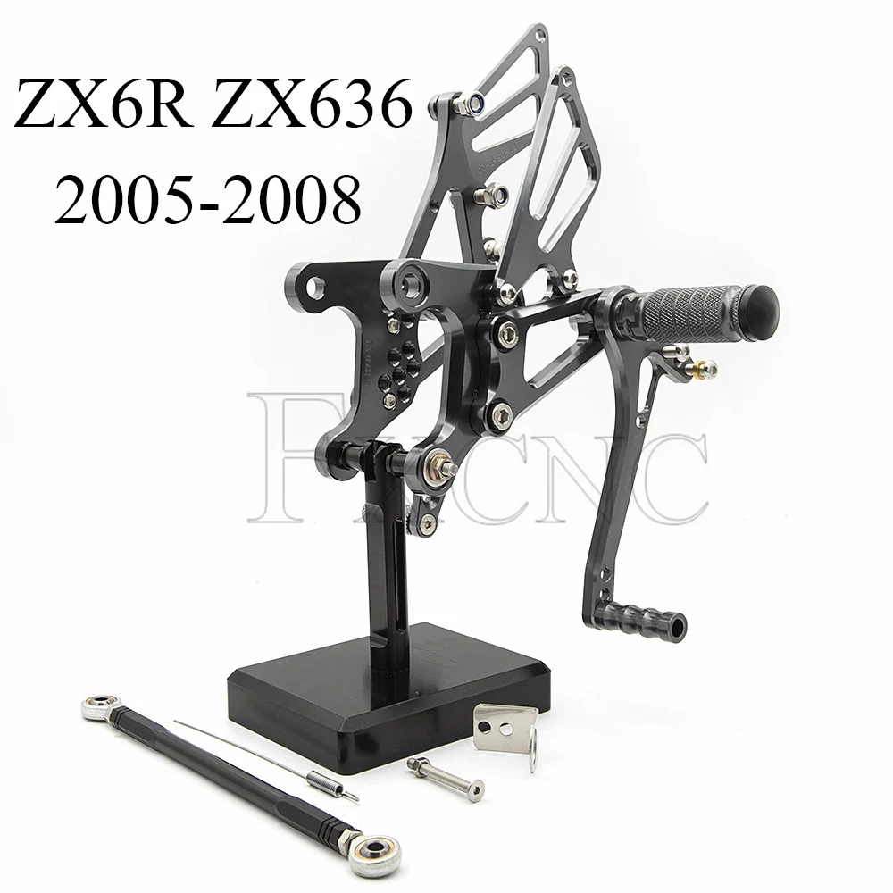 

CNC Adjustable Rearset For Kawasaki Ninja ZX6R ZX636 Motorcycle Foot Pegs Rest Footpegs Pedals Rearsets Footrest ZX-6R ZX 6R 636