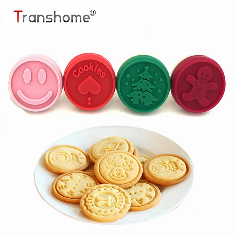 Transhome печенья штамп Рождество мультфильм печенье силиконовые DIY Кондитерская форма деревянная ручка печатные формы печенье на год