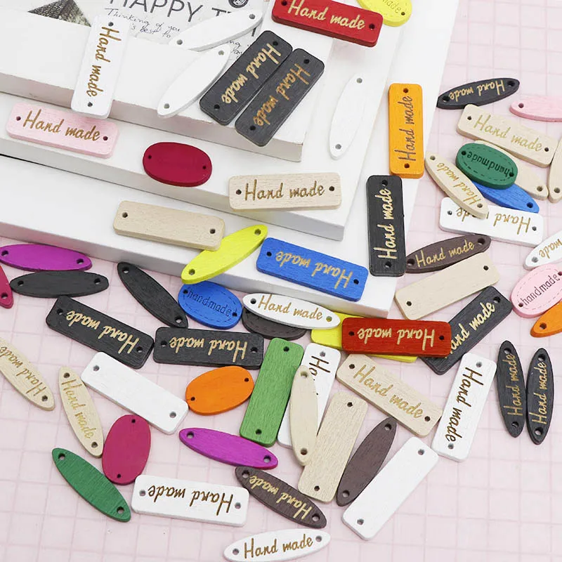 50 шт. деревянные прямоугольные круглые пуговицы ручной работы для шитья