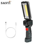 Складной фонарик с USB-зарядкой, магнисветильник рабочий светильник, COB Светодиодный фонарь с поворотным крючком для подвешивания, Мобильный Внешний аккумулятор со встроенным аккумулятором