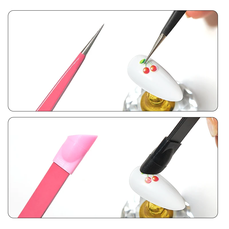 2 головки пинцет для прямых ногтей с силиконовой прессованной головкой 3D