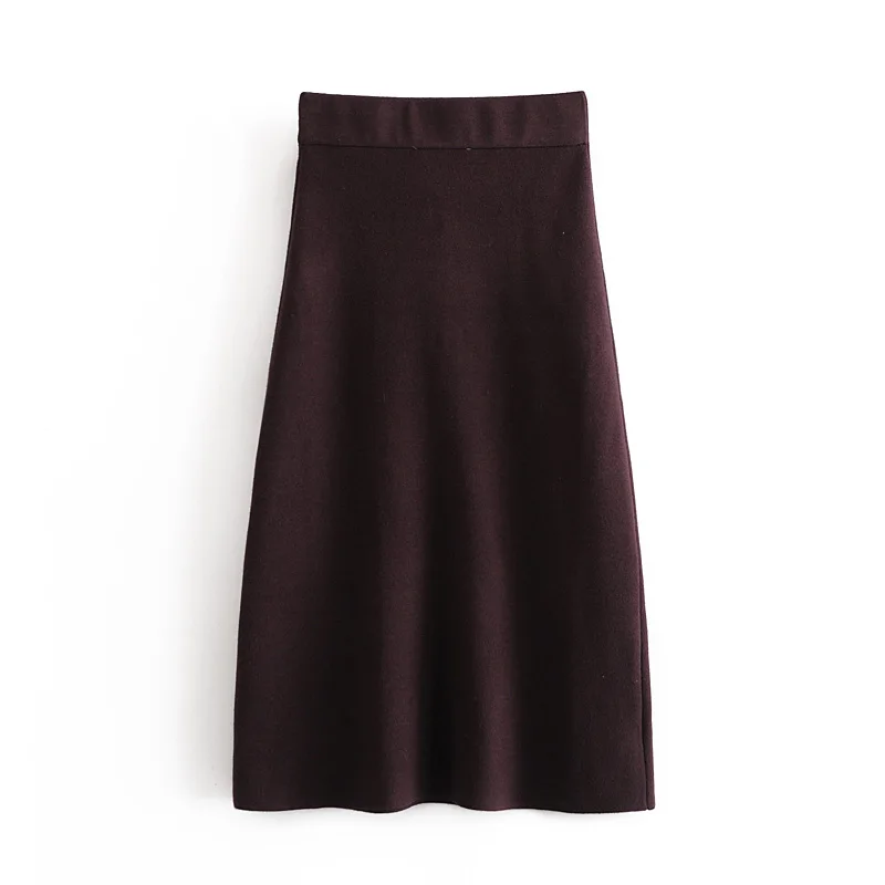 

Za 2020 Spring And Autumn Women's Knitting Midlength Skirt A Shape Style Stretch Waist Skirt
