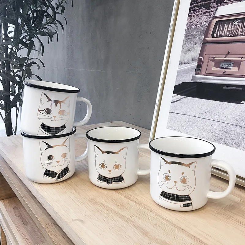 Скандинавский простой Инс Золотая фольга кошка керамическая чашка