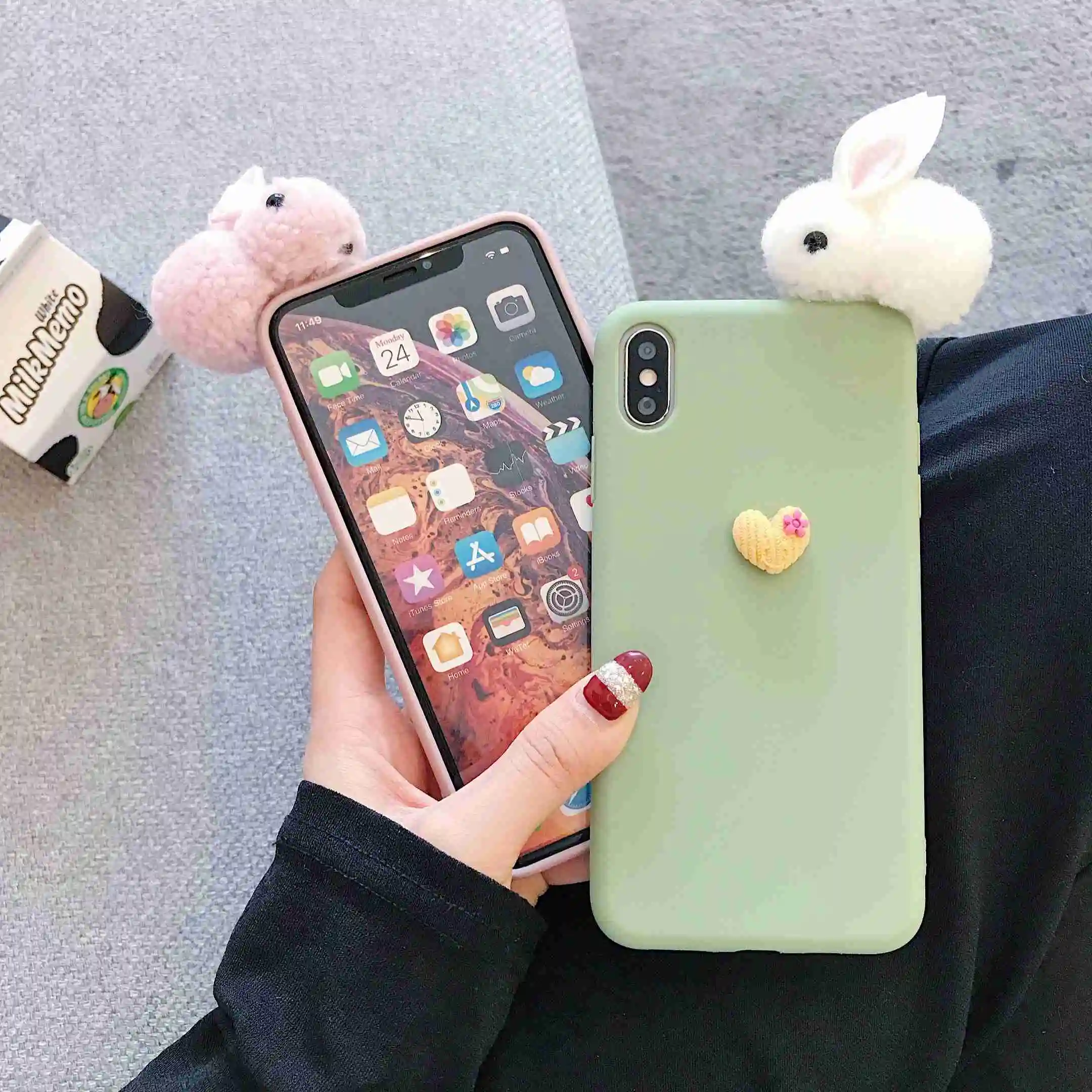 2020 новые чехлы для Vivo Y81i Y81 V9 Z3X Y93 Y95 Y91 Y97 X20 Plus милый 3D Кролик Сердце Твердый чехол