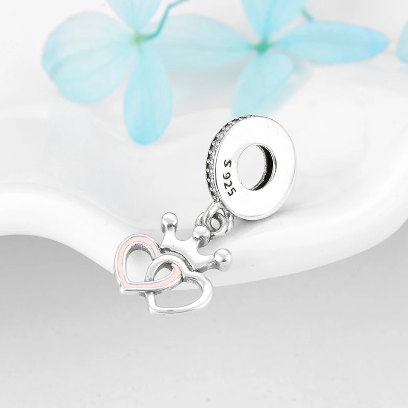 Мода 925 Серебряный Крест сердца носить венец талисманы Подвески подходят к