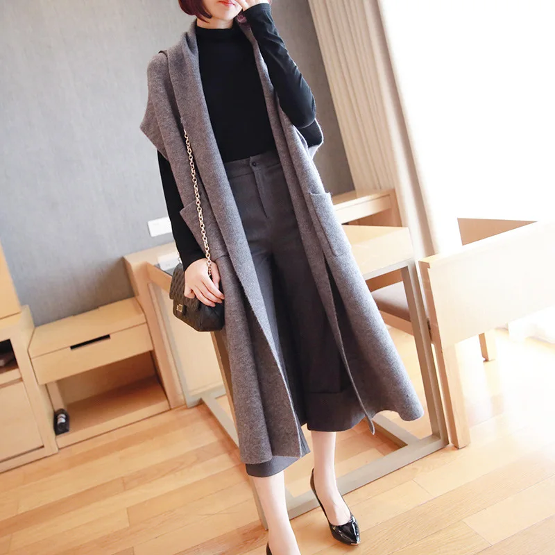 

Новинка Осень-зима 2021, вязаный женский свитер, свободная шаль, длинный женский кардиган, модная теплая зимняя одежда для женщин