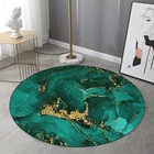 Современный роскошный ковер и коврик для гостиной, золотой, зеленый, черный, абстрактный мраморный круглый коврик для спальни, домашний декор, нескользящий коврик для стула