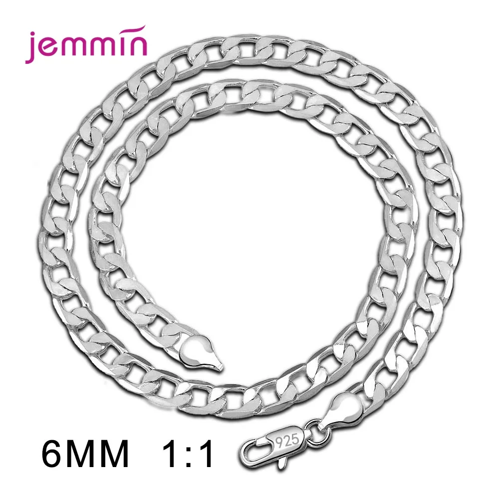 

1 Pc 16/18/20/22/24 Inches Sideways Chain Necklaces Genuine 925 Sterling Silver Chain Necklaces Fashion Jewelry For Men Women
