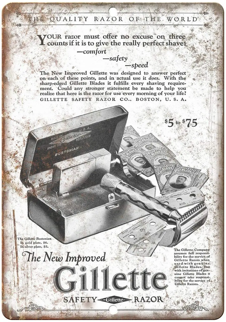 

Safety Razor Wall Decor Metal Tin Sign 12x8 Inch