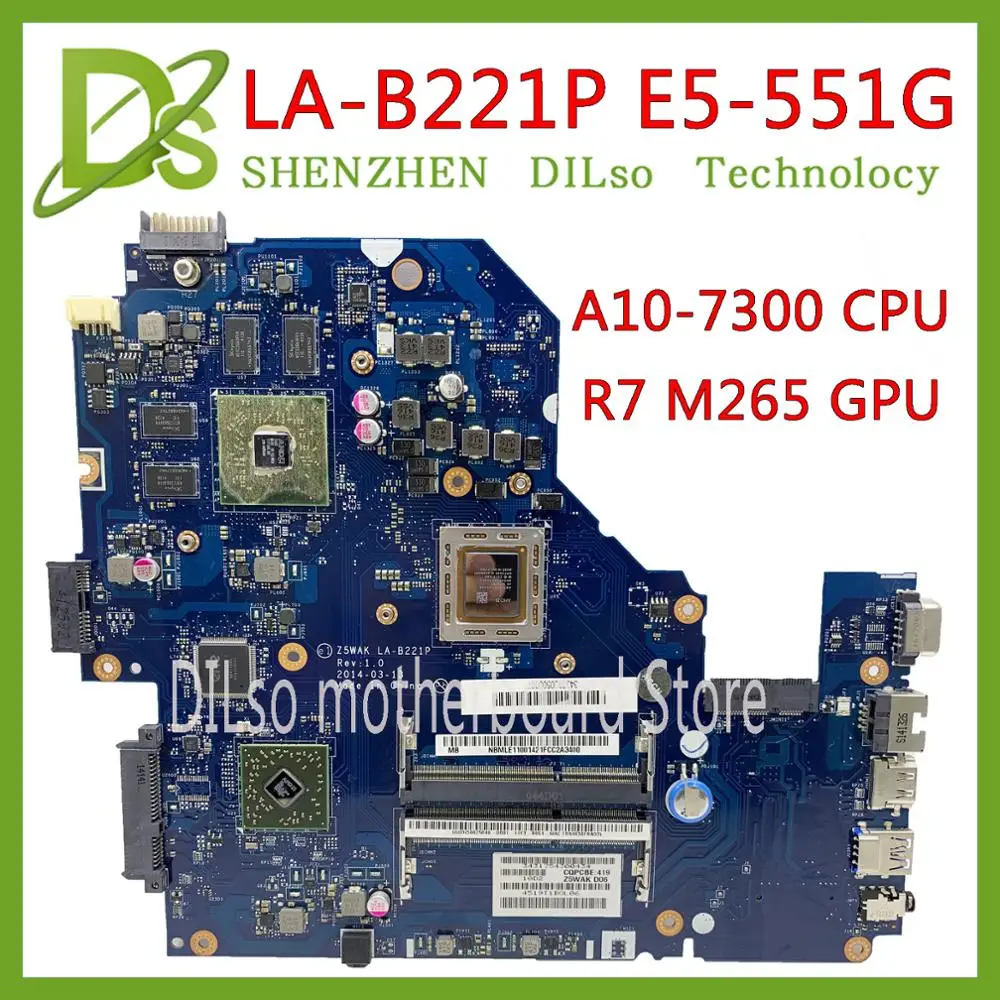 Kaufen KEFU Z5WAK LA-B221P Motherboard Für Acer Aspire E5-551G E5-551 Laptop Motherboard A10-7300 CPU R7 M265 GPU NB.MLE 11,003 Original