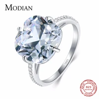 modian 925 sterling silver ring the pigeon egg cubic zirconia fashion luxury wedding band anniversary jewelry for women gift