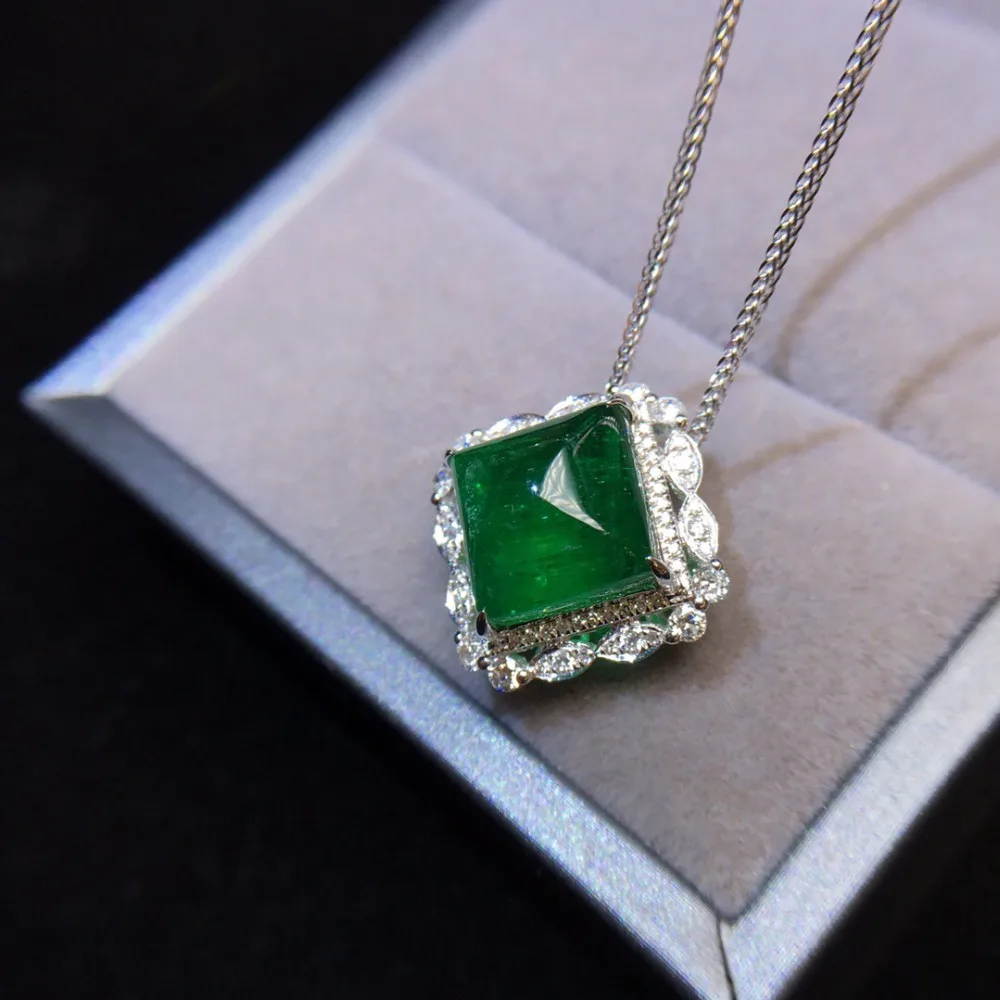 AGL Fine Jewelry сертификат Настоящее 18 к белое золото AU750 натуральный зеленый изумруд 5.4ct подвески из драгоценных камней для милое Женское Ожерелье