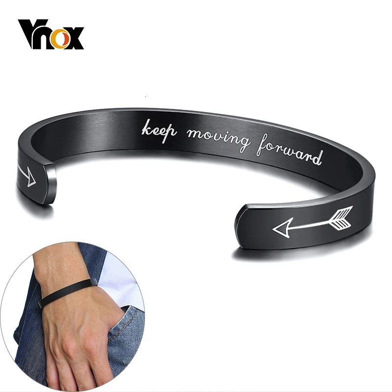 Vnox вдохновляющий движущийся вперед браслет с гравировкой для мужчин женщин