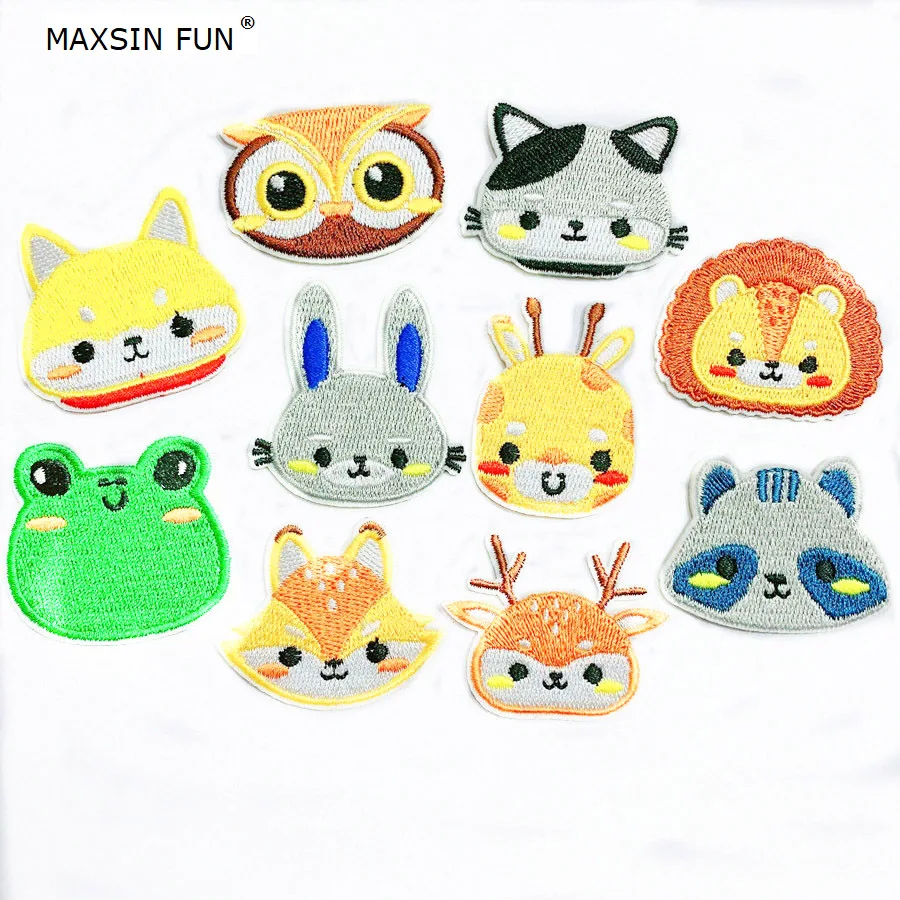 

10 шт., вышитые патчи в виде животных