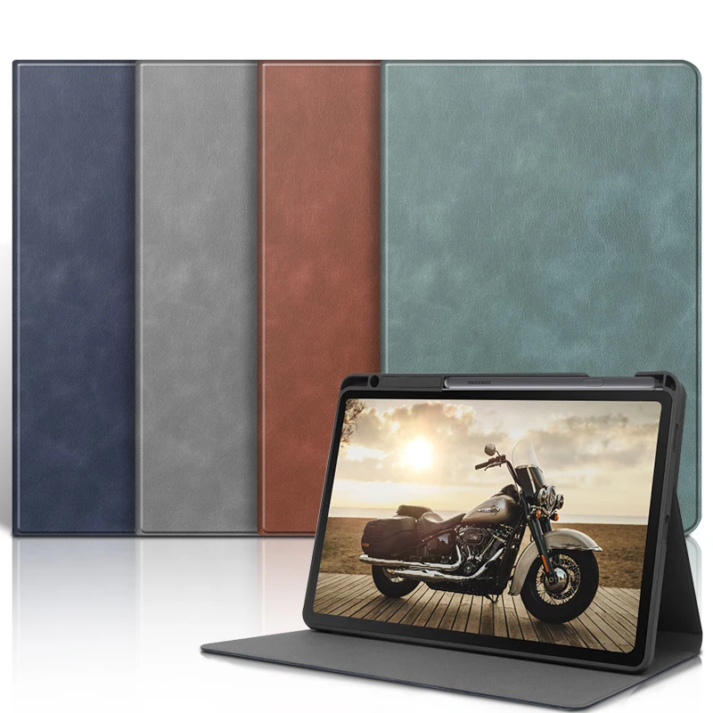

Cover For Samsung Galaxy Tab S6 Lite 10.4 Case P610 P615 Tablet Stand Ultra-thin Leather Case with Pen Holder Case+Flim