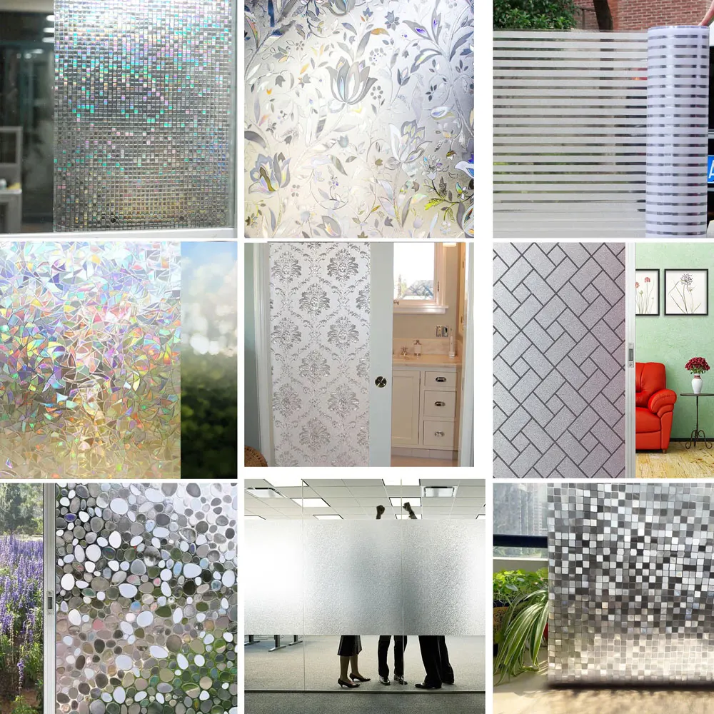 

Утолщенная декоративная оконная пленка, статическая Наклейка на стекло конфиденциальности для ванной, офиса, кухни, балкона, двери, непрозр...