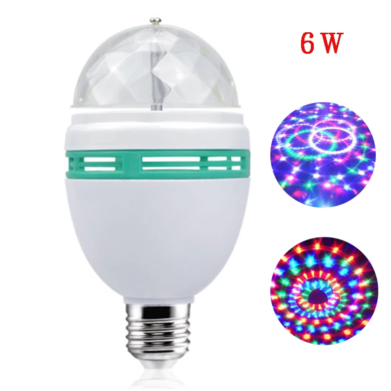 E27 6 Вт цветной автоматический вращающийся RGB светодиодный светильник, сценический светильник, вечерние лампы, лазерный диско-светильник для украшения дома, светильник ing, лампы