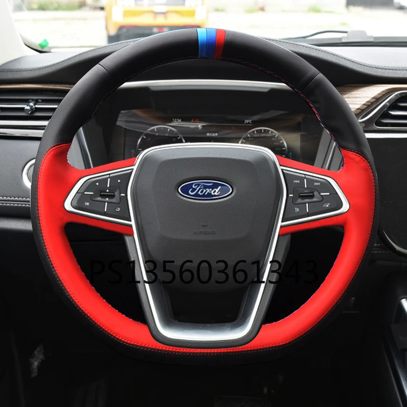 

DIY ручной вышивки ручной работы Руль крышка подходит для Ford Edge Focus Escape эскорт Ecosport Телец Kuga Mondeo кожаная рукоятка