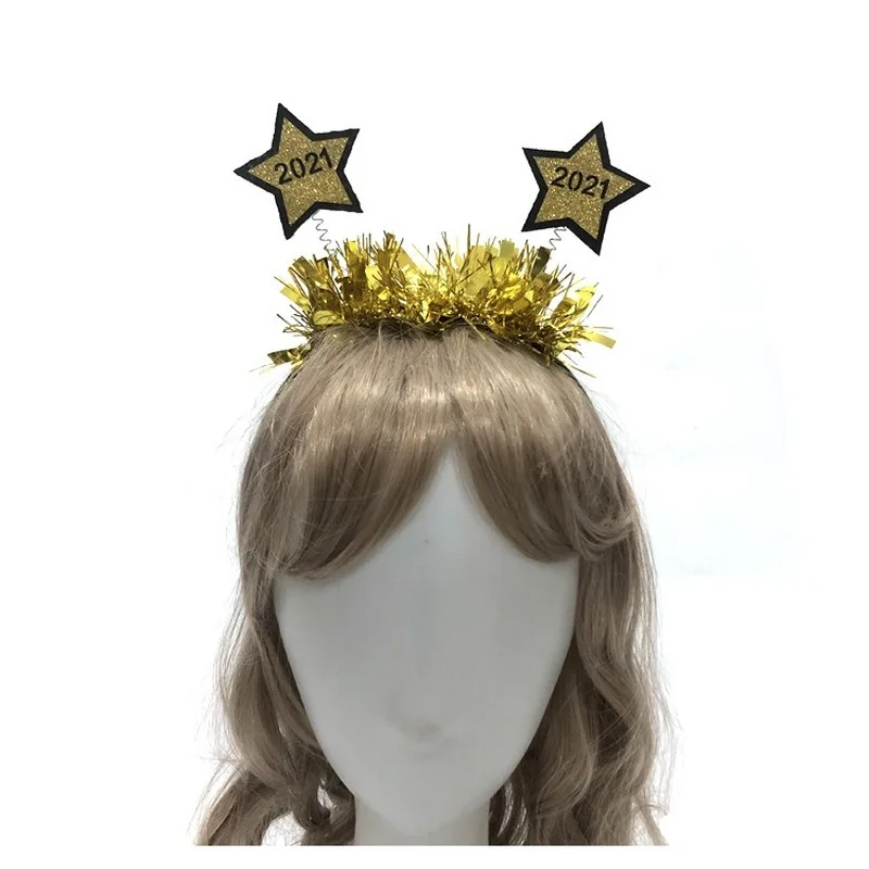 

1 PC 2022 Happy New Year Headband Tiara Glitter Star Sequins Headband christmas decorations elf christmas decoration