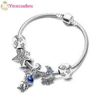 for women bracelet astronaut earth womens beads jewelry gift silver plated tassel moon star beads diy brand bracelets