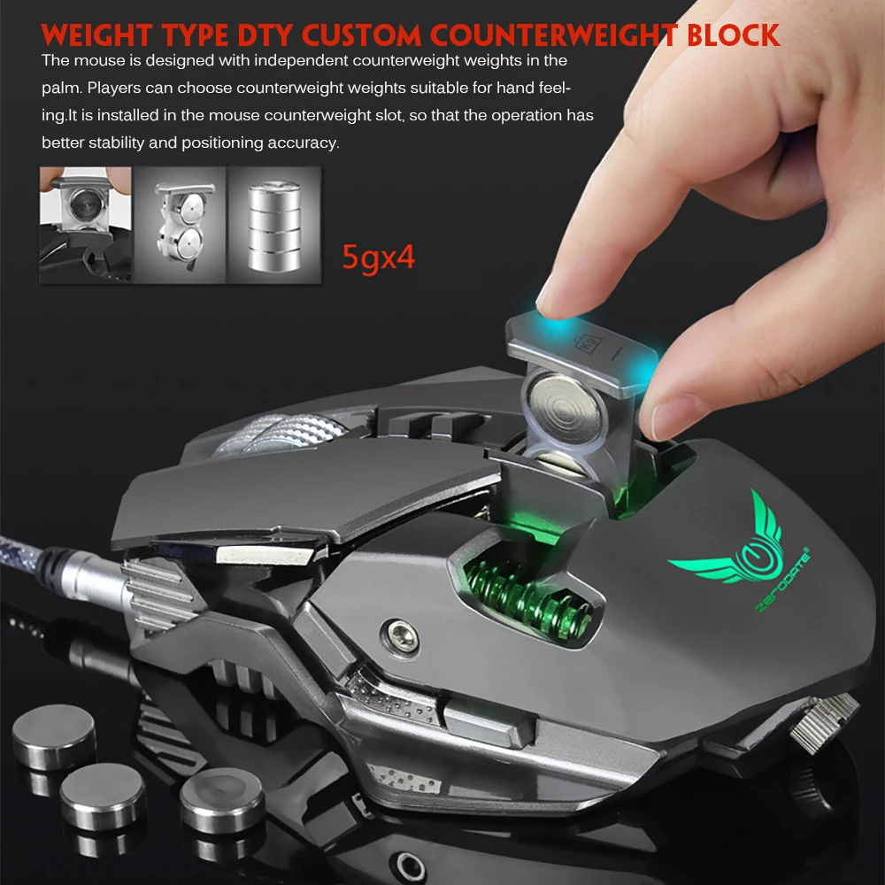 

Gaming Mouse RGB Metal Mouse Gamer Illuminated Mechanical Wired Mouse 7 Keys DPI Adjustable Gaming Mouse Gamer For PC Laptop