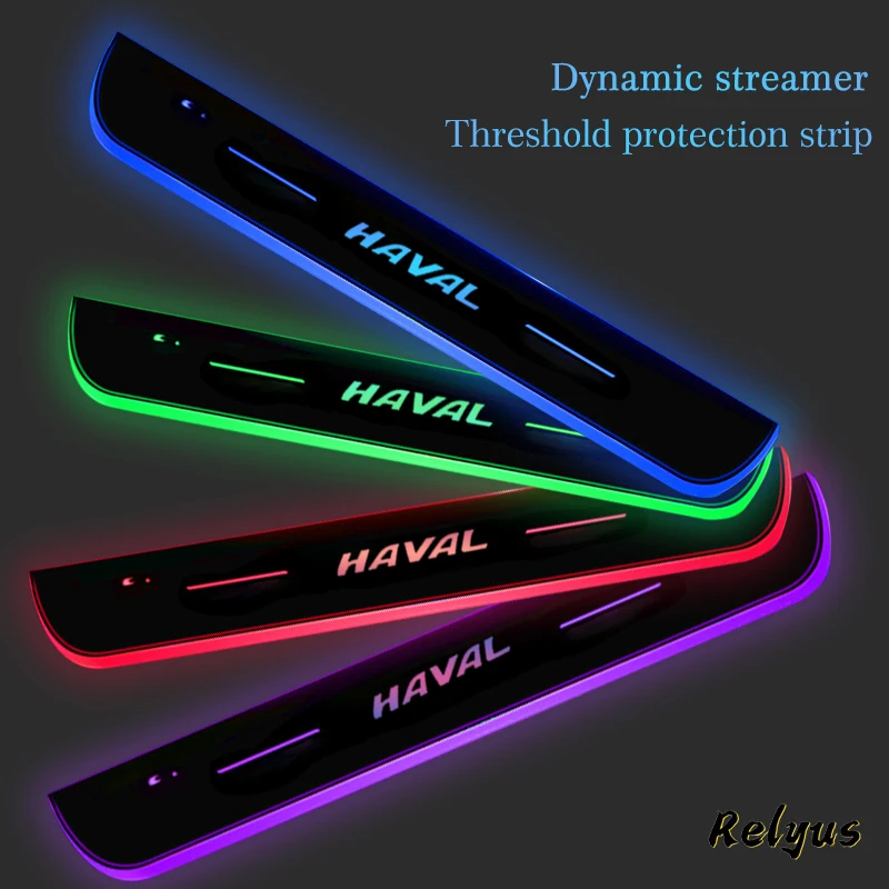 

Luminous Car Logo Moving LED Welcome Pedal Car Plate Pedal Door Sill Pathway Light For Haval Great Wall H6 F7 F7X H2 H9 H3 H5 H1
