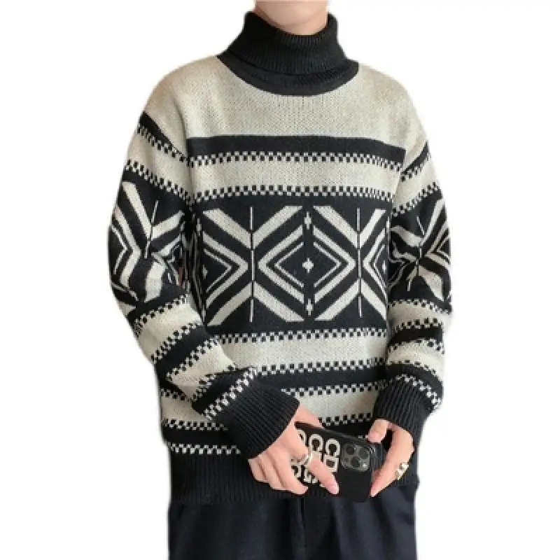 

2021 New Men Sweater Winter Turtleneck Pullover Fashion Knitted Sweater Men&#39S Long Sleeve Sweater M-3Xl