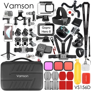 vamson for gopro accessories set for go pro hero 8 black waterproof housing case backpack clip for gopro 8 action camera vs156 free global shipping