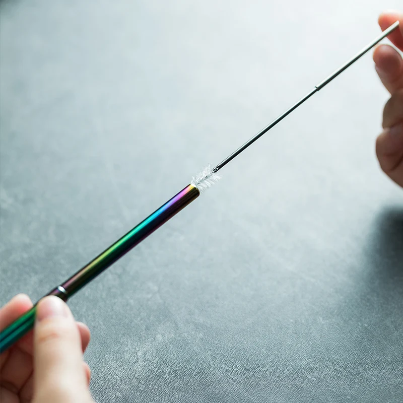 Металлическая многоразовая телескопическая солома из нержавеющей стали с