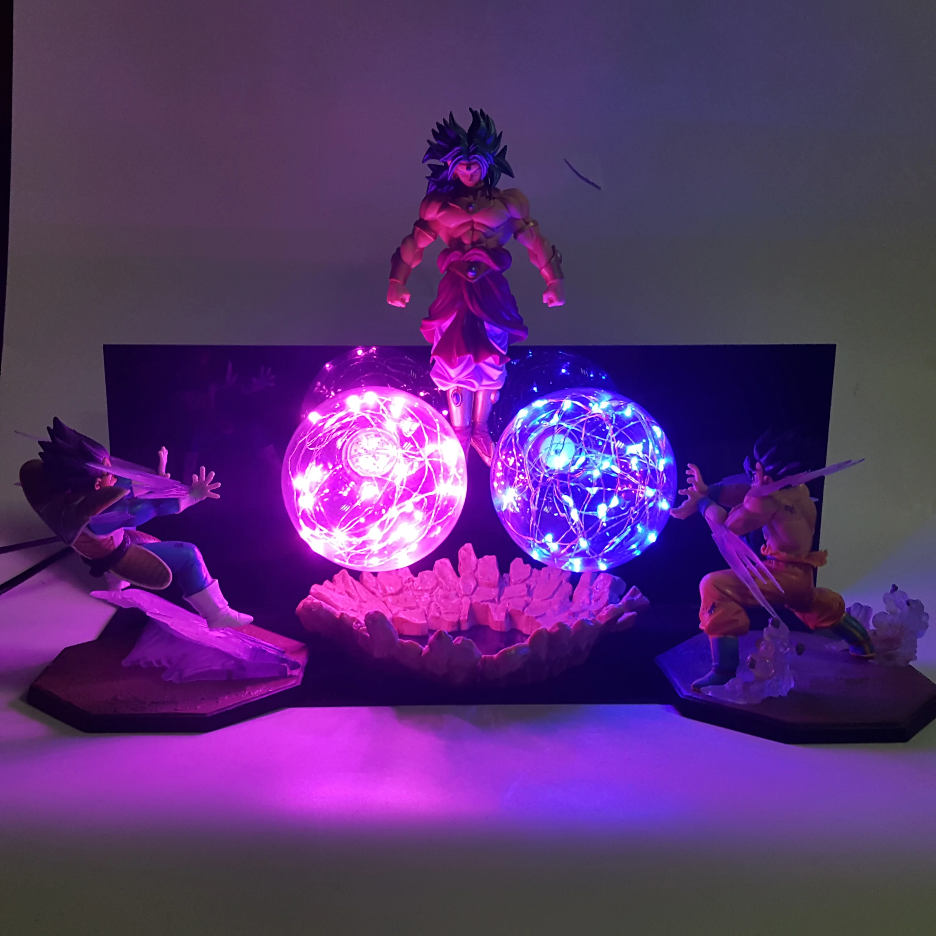 Dragon Ball Z Goku Vegeta vs Broly Светодиодная лампа Фигурки игрушки аниме Dragon Ball Супер Kamehameha фигурка DBZ Brinquedos