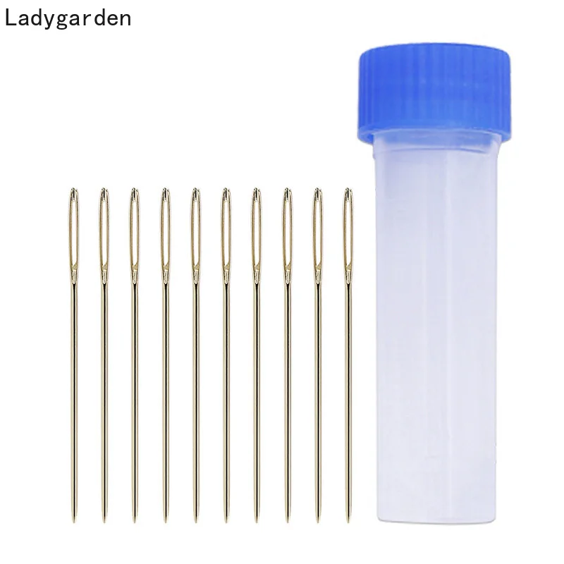 

10PCS 32/34/37/40mm Golden Big Eye Hand Sewing Needles Stitch Handmade Pin Embroidery Needle Large Eye Stitching Pins