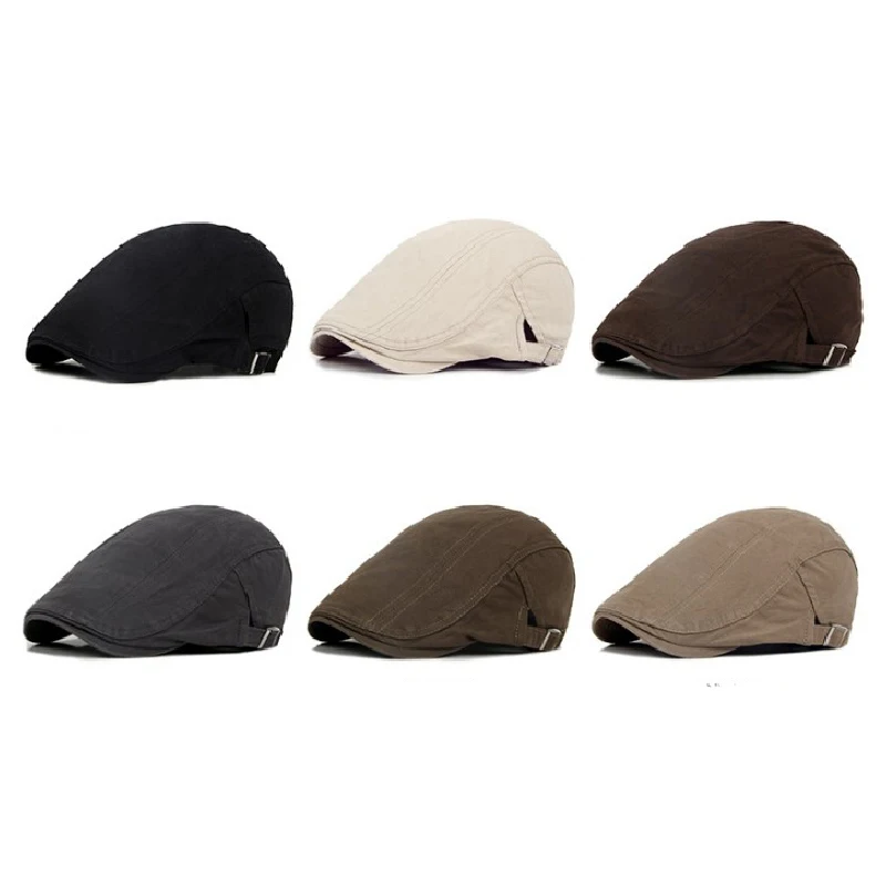 New Adjustable Beret Caps Men Outdoor Sun Breathable Flat Hats Cotton Berets for Casual Peaked Hat Visors Casquette | Аксессуары для