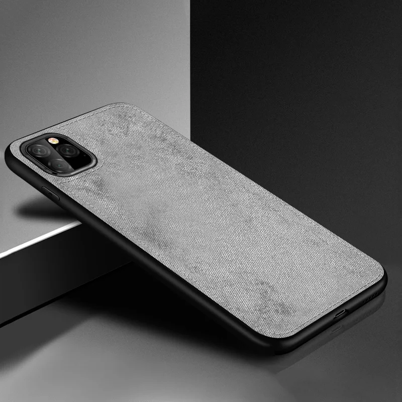 grey IIOZO Магнитный тканевый чехол для iPhone 11 Pro Max ультра-тонкий тканевый текстурный Мягкий силиконовый чехол для телефона s - Цвет: grey