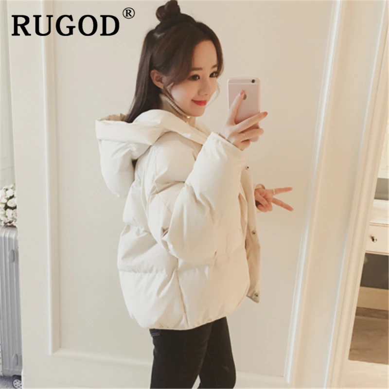 RUGOD/осень зима однотонное хлопковое Женское пальто в Корейском стиле короткое