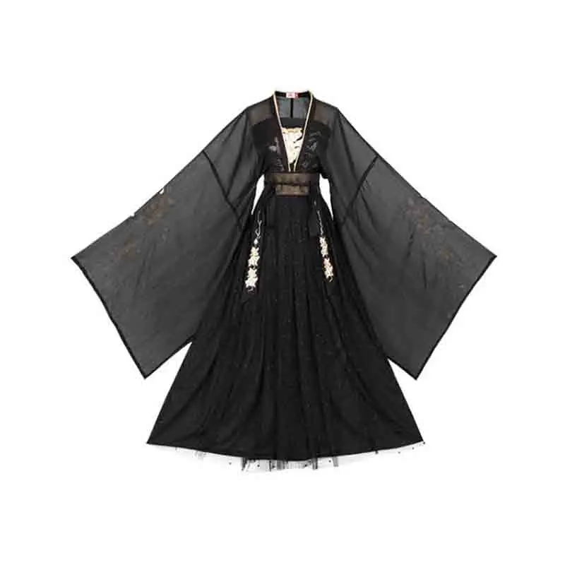 Большой размер Черный Hanfu Женский Китайский традиционный ханьфу фантазия